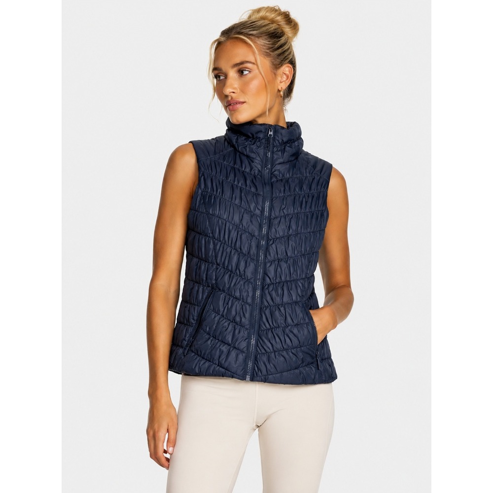 GGBlue Navy Blue Quilted Puffer Vest Full Zip Mock Neck Golf XS NWOT New